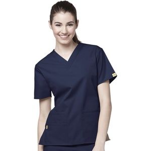 WonderWink Origins Women's 6016 Bravo Navy Blue V-Neck Top , Size S